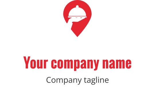Bold red logo design featuring a stylized delivery truck