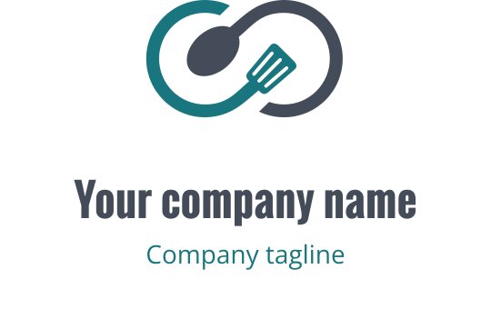 Modern teal and green logo design featuring a stylized kitchen utensil