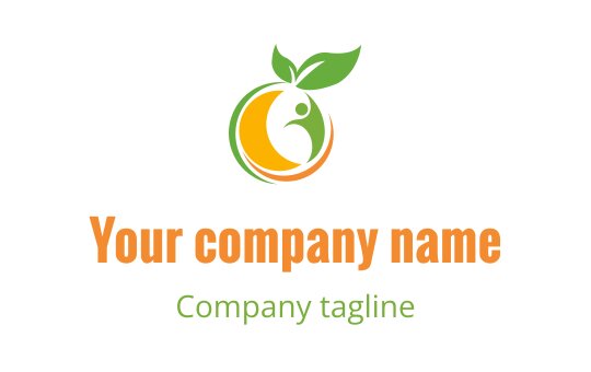 Modern logo design featuring a circular shape with green leaves and orange accents