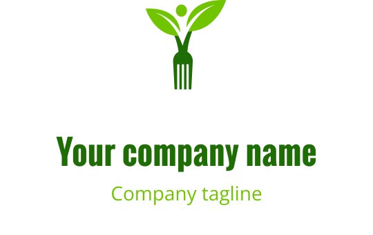 Modern green logo design featuring a fork and leaves