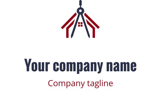 Professional logo design featuring a compass and roof in red and navy