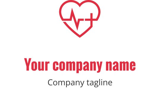 Heart logo design featuring a heartbeat line and cross in red