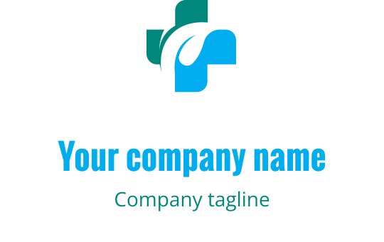 Modern logo design featuring a stylized cross and flowing lines in teal