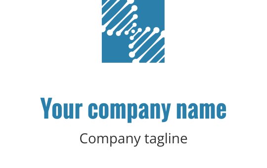 Teal logo design featuring intertwined DNA strands in a modern style