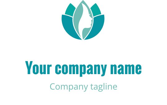 Elegant logo design featuring a profile silhouette within a teal flower shape