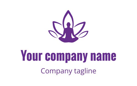 Serene purple lotus logo design with a meditating figure
