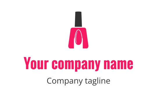 Stylish pink nail polish logo design with a sleek bottle silhouette