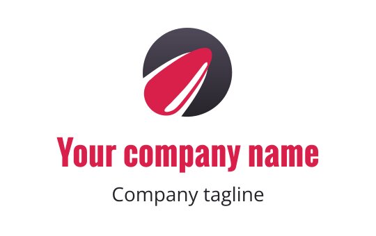 Modern logo design featuring a red leaf shape on a dark circle