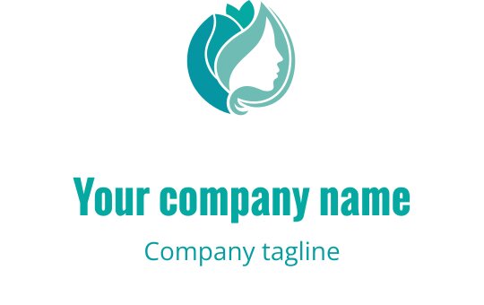 Elegant logo design featuring a profile silhouette with flowing hair and leaves