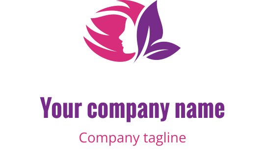 Elegant logo design featuring a profile silhouette with floral elements in pink and purple