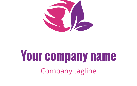 Elegant logo design featuring a profile silhouette with floral elements in pink and purple