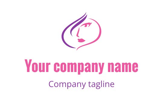 Elegant logo design featuring a stylized woman's face in pink and purple