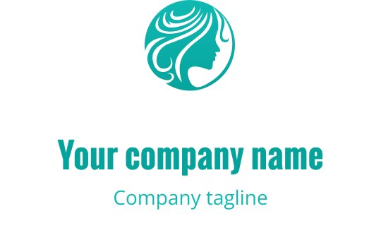 Elegant logo design featuring a woman's silhouette with flowing hair