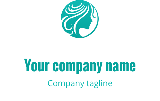 Elegant logo design featuring a woman's silhouette with flowing hair