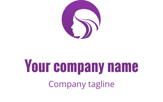 Elegant purple logo design featuring a stylized silhouette of a woman