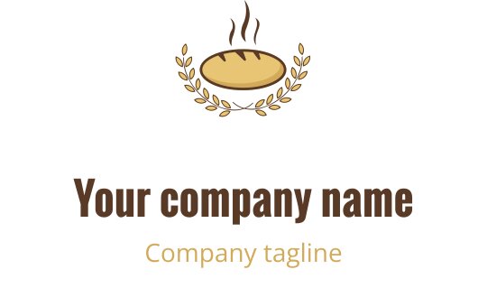 Warm coral and brown logo design featuring a stylized loaf of bread