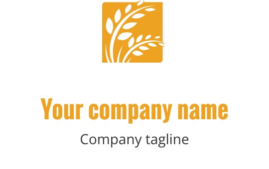 Elegant logo design featuring a stylized leaf in orange and black