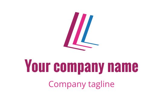 Modern layered logo design featuring pink and blue elements