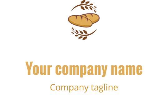 Elegant logo design featuring a stylized loaf of bread in brown and gold