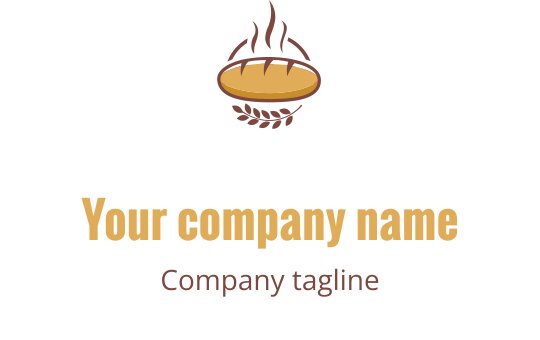 Elegant logo design featuring a stylized loaf of bread in brown and gold