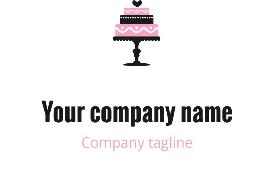 Elegant black and pink logo design featuring a stylized cake shape