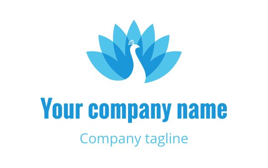 Elegant blue peacock logo design with layered feather shapes