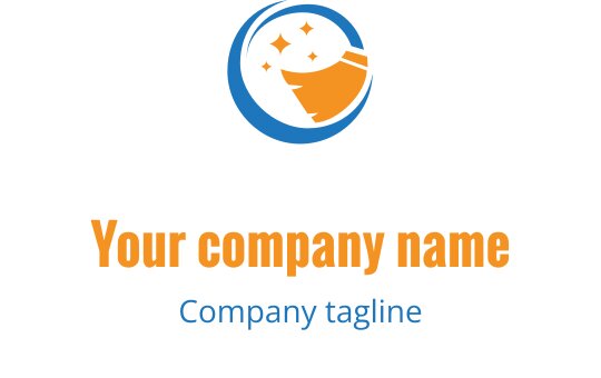 Modern logo design featuring a crescent moon and stars in blue and orange