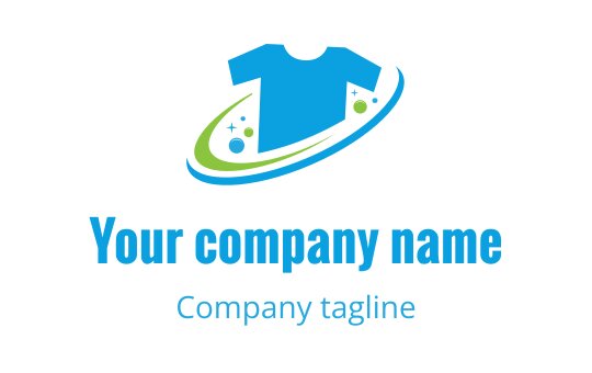 Colorful logo design featuring a t-shirt and swirling elements