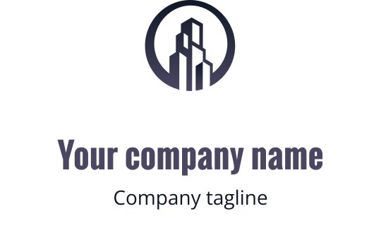 Modern logo design featuring abstract buildings within a circular shape