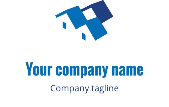 Modern blue geometric logo design with overlapping shapes