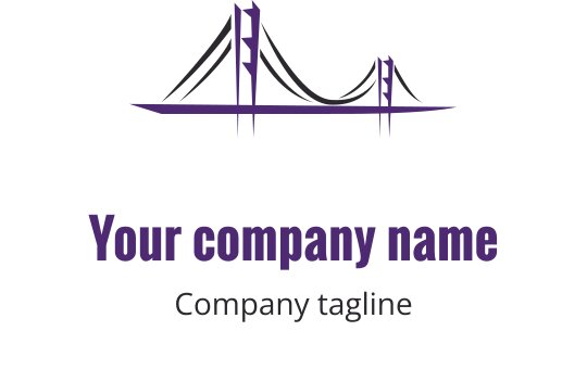 Modern gray and purple logo design featuring abstract geometric shapes