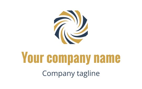 Modern swirling logo design in blue and gold tones