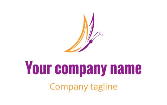 Elegant butterfly logo design with vibrant orange and purple elements