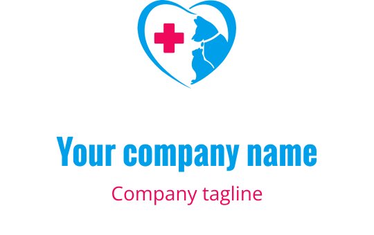 Heart-shaped logo design featuring a cat and a medical cross