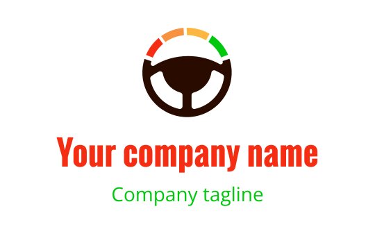 Modern steering wheel logo design with colorful gauge elements