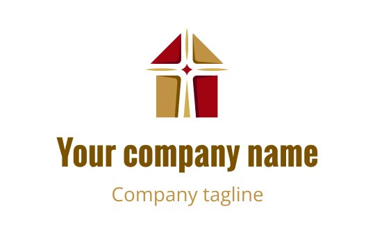 Modern logo design featuring a geometric shape in red and gold