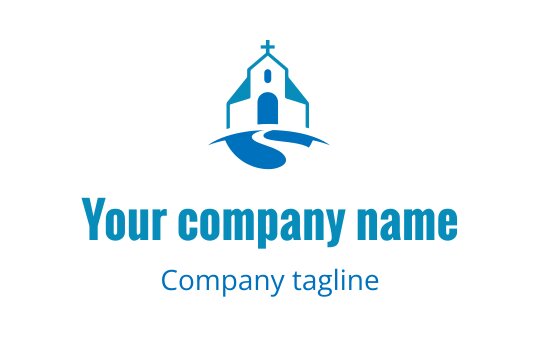 Modern church logo design with a winding path and cross element