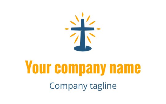 Modern cross logo design with rays of light in blue and orange