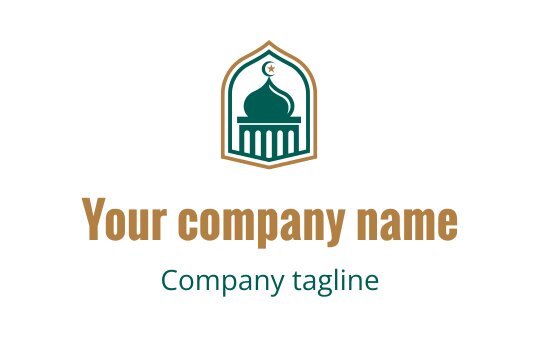 Elegant logo design featuring a dome and arch with green and gold accents