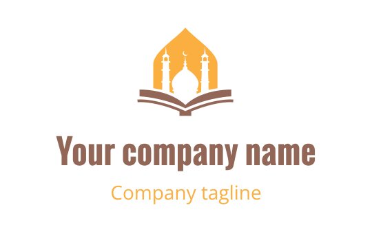 Elegant logo design featuring a mosque silhouette above an open book