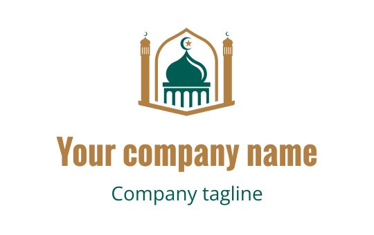 Elegant logo design featuring a mosque silhouette with minarets and crescent moon