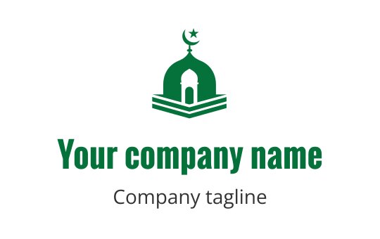 Green dome logo design with a crescent moon and star elements