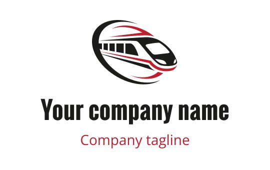 Sleek train logo design with dynamic red accents and modern lines