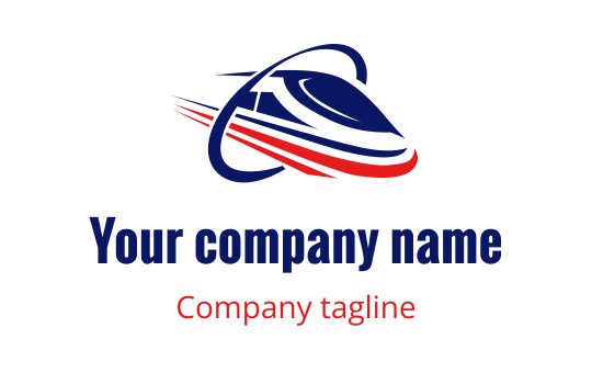 Dynamic logo design featuring a sleek blue and red boat silhouette