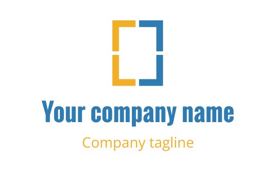 Modern logo design featuring blue and yellow rectangular elements