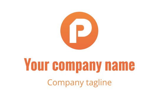 Bold circular logo design featuring a stylized letter P in orange