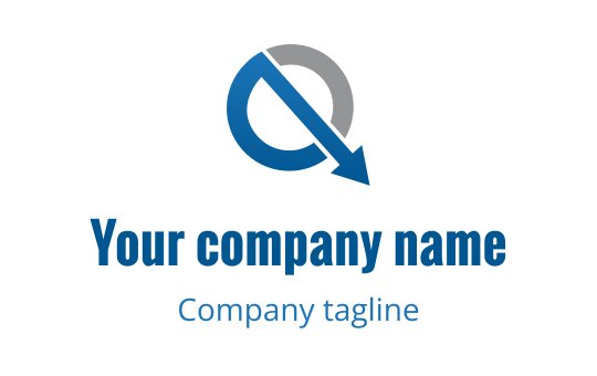 Modern blue and gray logo design featuring a circular arrow and text