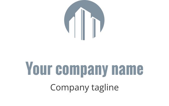 Teal logo design featuring a stylized modern building silhouette