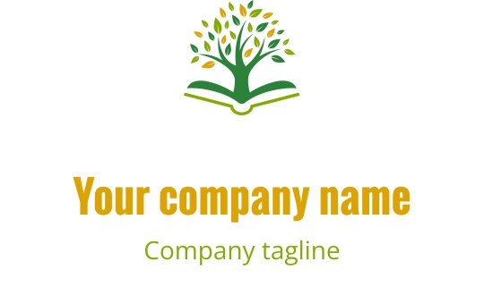 Elegant logo design featuring a gold and green shield with a book motif