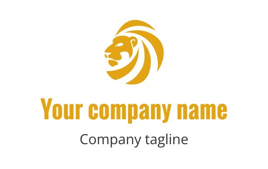 Gold lion logo design for the tiger industry, featuring a bold and modern style.